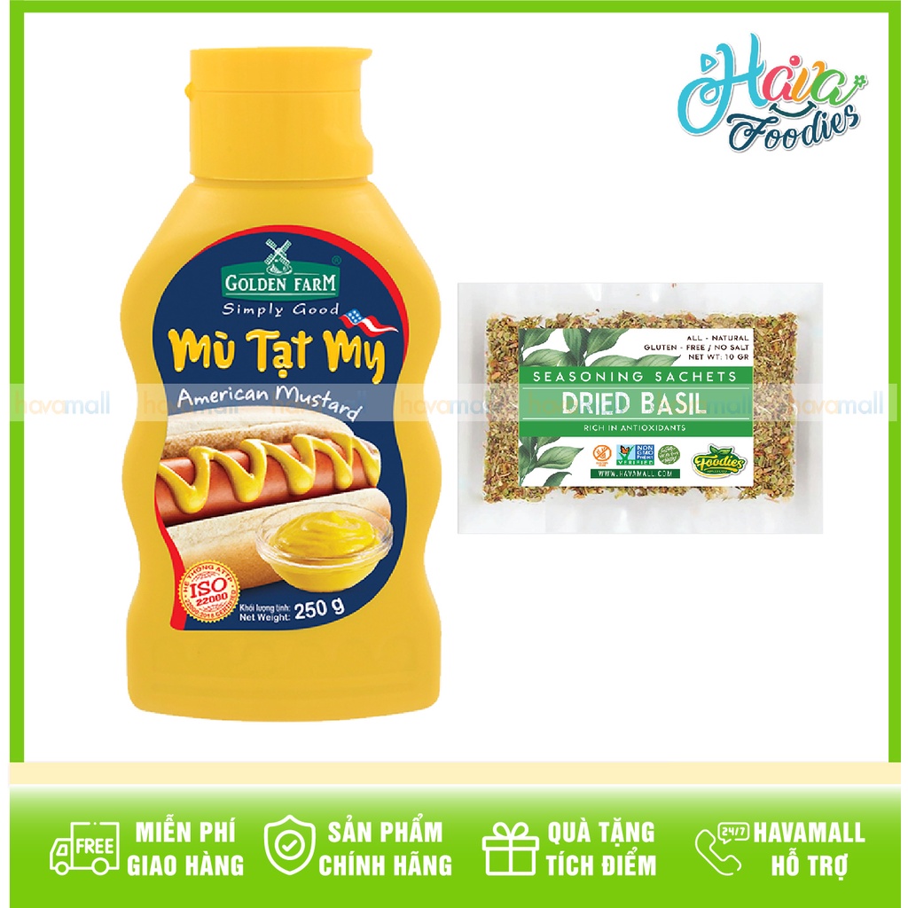 Sốt Mù Tạt Vàng Mỹ Golden Farm 250gr - TẶNG LÁ BASIL