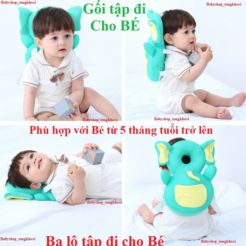 [Sợi cotton 3D] Ba Lô, Gối tập ngồi tập đi, tập bò, tập đứng Chính Hãng bảo vệ đầu và gáy cho Bé yêu