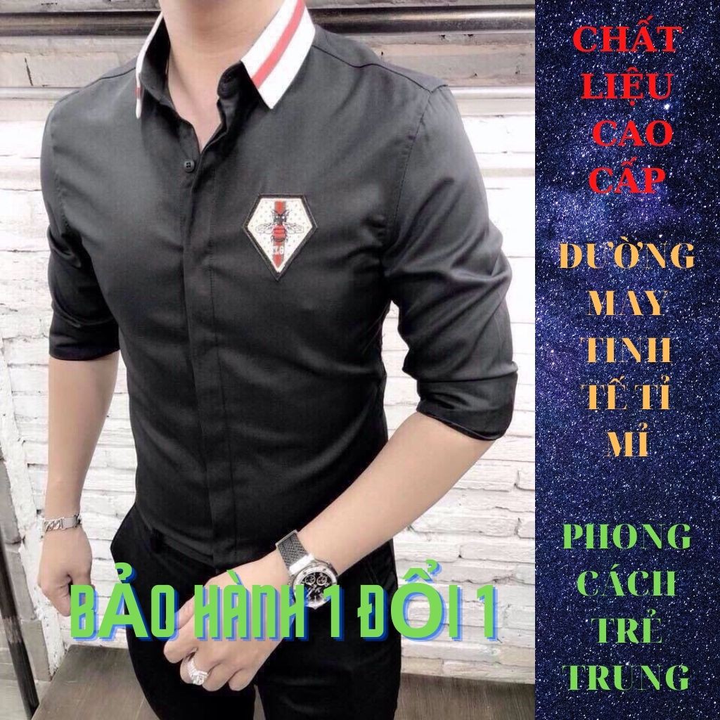Áo Sơ Mi Nam XuMon thêu ong Dài Tay Chất Lụa Cao Cấp Chất Mịn Mát Hàng Xưởng Loại 1 Giá Rẻ Chất Lượng Cao. | BigBuy360 - bigbuy360.vn