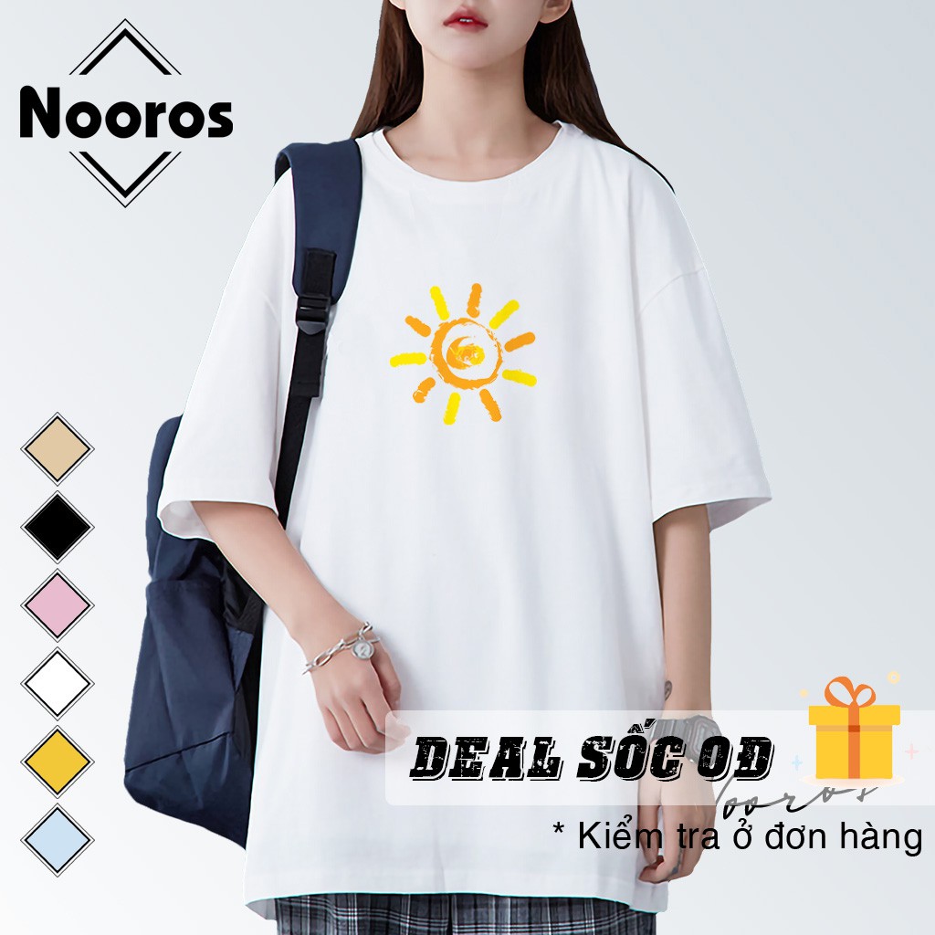 Áo thun tay lỡ nam nữ form rộng Nooros vải phông trơn cotton unisex mát mặc mùa hè hình TAY LỠ SUN - NR10