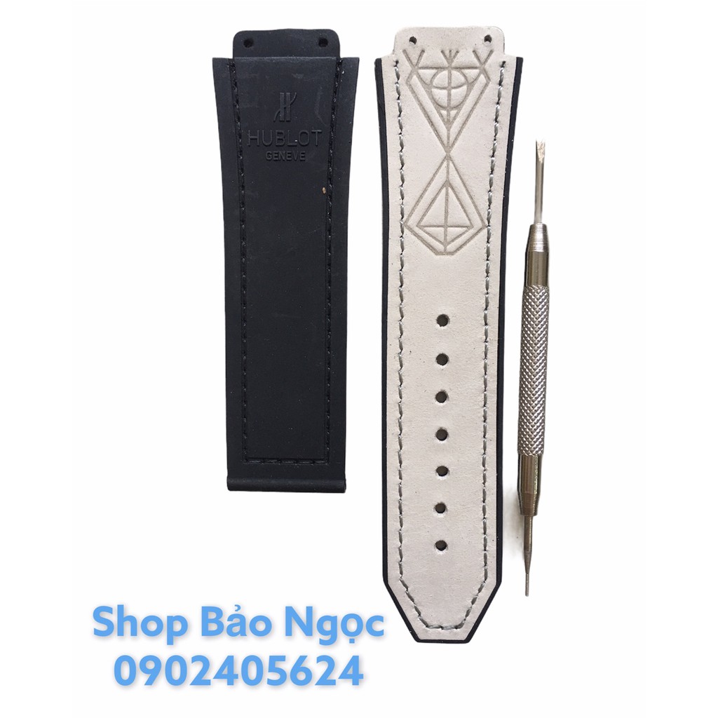 GIÁ ĐỘC NHẤT Dây đồng hồ cao cấp Hublot nam size 42 - Da lộn xám sáng size 19 x 25 x 22mm (DLXS)