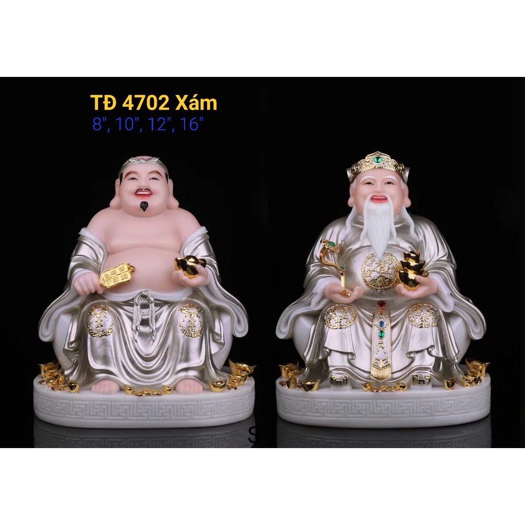 Cặp Thần Tài Thổ Địa Trắng - Tài Địa Bột Đá 10 in - 25cm (Nhiều Mẫu)