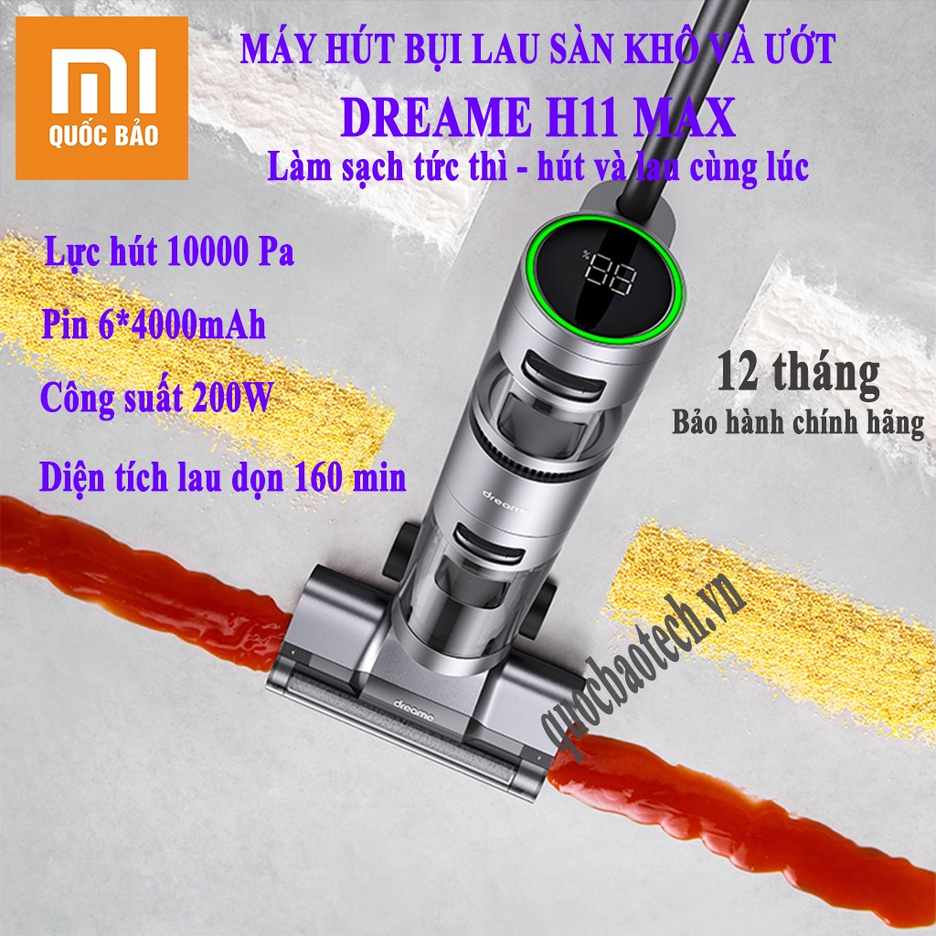 Máy hút bụi lau nhà khô và ướt Dreame H11 Max - Lau nhà, hút bụi khô và ướt, Hàng chính hãng- Bảo hành 1 năm