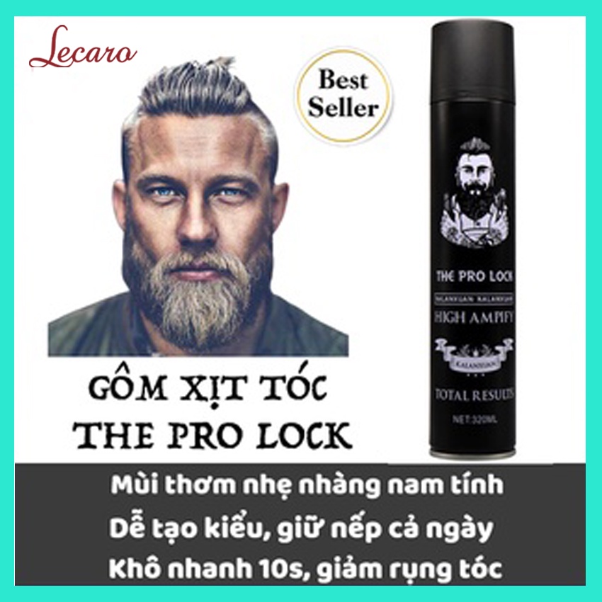 LECARO STORE - Gôm Xịt Tóc THE PRO LOCK Keo Xịt Tóc Nam Hương Nam Tính Giữ Nếp suốt 24h Dễ Tạo Kiểu Không Gàu Không Ngứa
