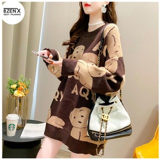 Áo sweater nữ hàn quốc cổ tròn tay dài chất len in hình hoạt hình chú gấu xinh xắn dễ phối đồ-MS1586798