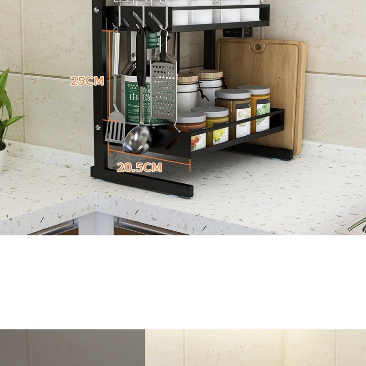 Kệ đựng gia vị 2 tầng cao cấp chất liệu thép không gỉ sơn tĩnh điện