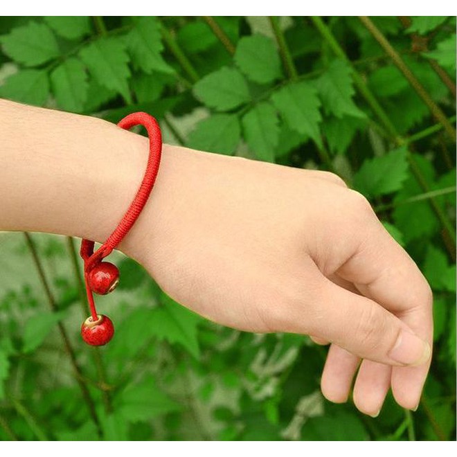 Vòng Tay Gốm Chỉ Đỏ Phối Gốm May Mắn