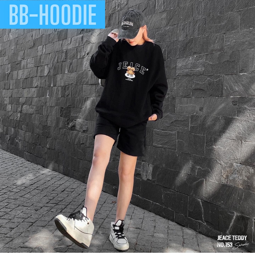 Áo sweater nỉ unisex in Teddy cực đẹp chất vải nỉ poly dày dặn