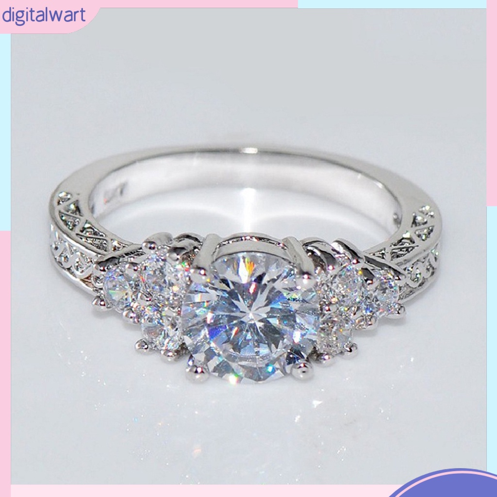 Nhẫn đính đá zirconia sang trọng thời trang cho nữ tùy chọn kích thước