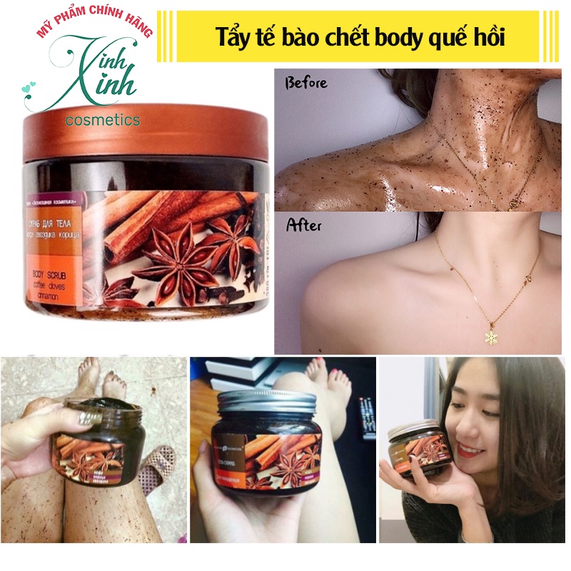 Tẩy da chết toàn thân quế hồi cà phê giúp ngừa thâm sạm và cấp ẩm cho da 380g  Chính hãng Nga