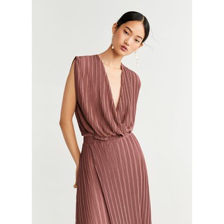 Áo sát nách vổ v xếp ly hồng MNG 51073745 jf341 - SIZE L