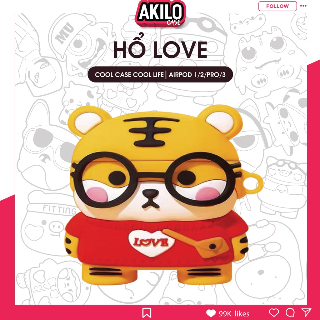 Case airpod 3, vỏ ốp tai nghe bluetooth  phụ kiện silicon kèm móc khóa cao cấp Airpod 2 pro AKILO