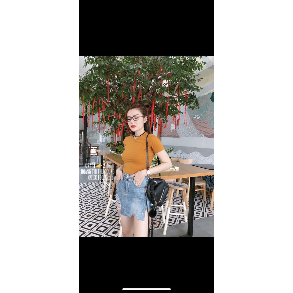 Áo thun gân tay ngắn hàng có sẵn U231013