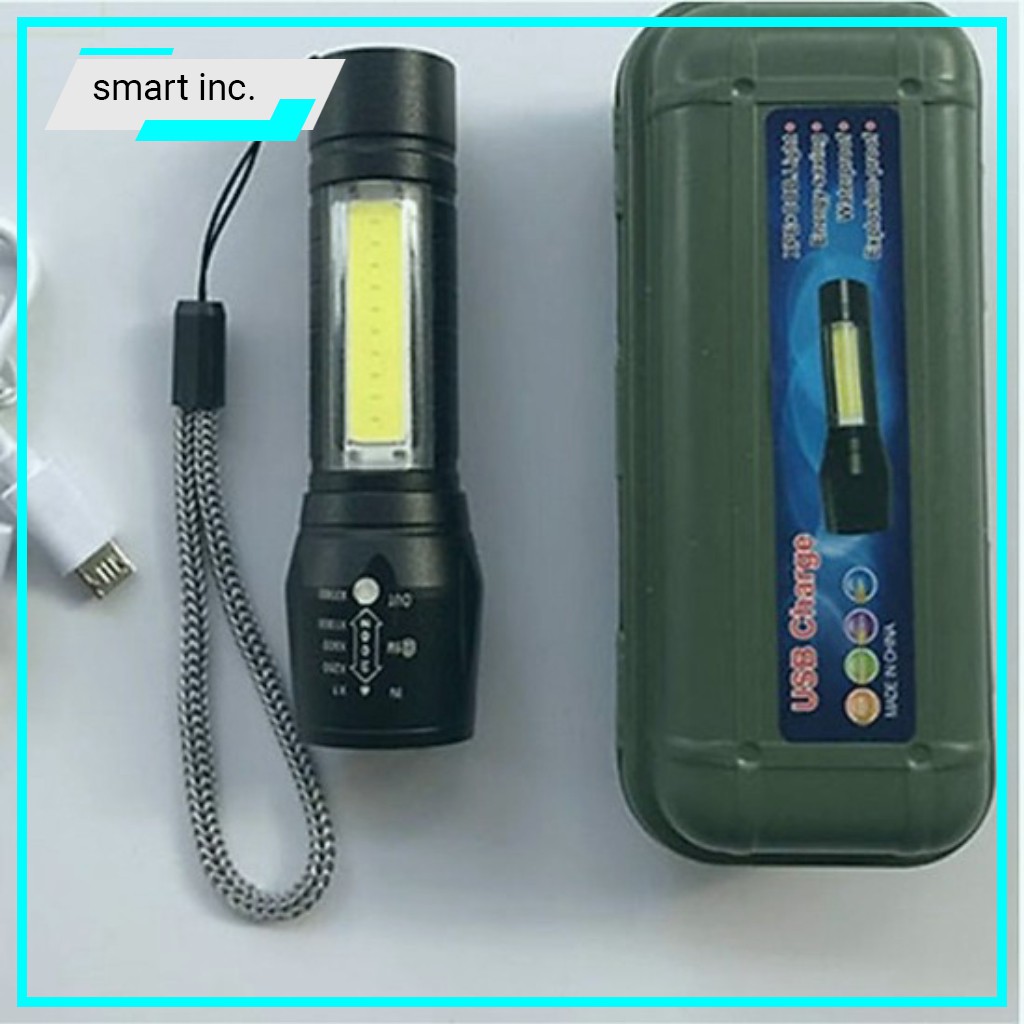 Đèn Pin Siêu Sáng Mini Bóng Led XPE COB Có Zoom Phóng To Chống Nước Cầm Tay Chuyên Dụng Sạc Điện USB Nhỏ Gọn
