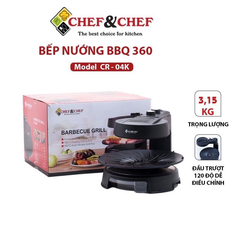 BẾP NƯỚNG XOAY CHEF&amp;CHEF CR-04K HANGC CAO CẤP CHỐNG DÍNH 2 MẶT