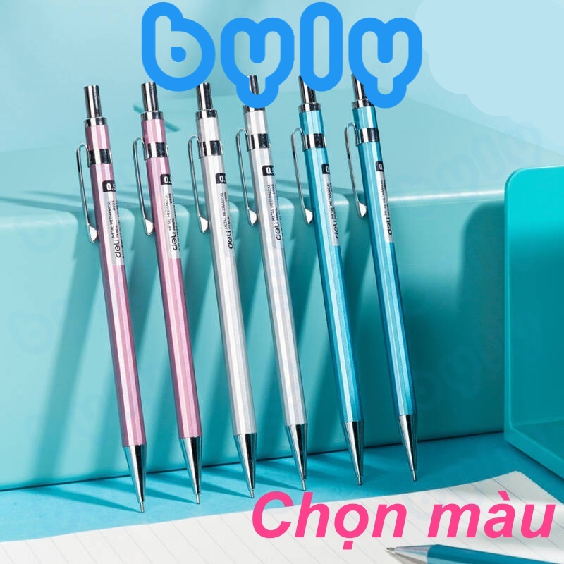 Bút chì kim bấm ngòi 0.5mm vỏ kim loại Deli U999 - ByLy Store