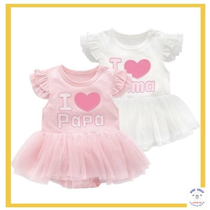 Body váy I love mama / I love papa cho bé gái - hàng Quảng Châu cao cấp