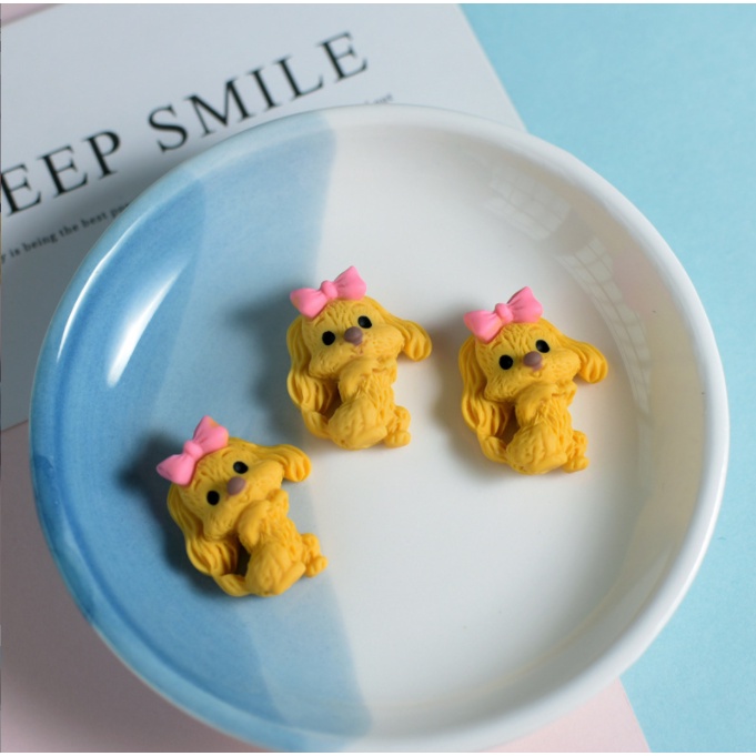 Sticker jibbitz gắn dép Croc hình thú nhỏ đeo nơ (cún, thỏ, cừu nhỏ, gấu, hà mã xanh)