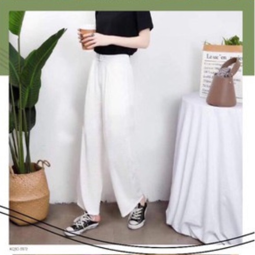 Quần đũi nữ dài ông rộng suông culottes trắng Hàn Quốc cao cấp G-SPORTS