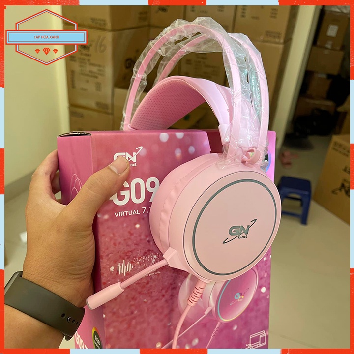 Tai Nghe Máy Vi Tính Laptop PC GNET G09 USB 7.1 Úp Tai  Có Mic Gaming Headphone Nghe Nhạc Led RGB