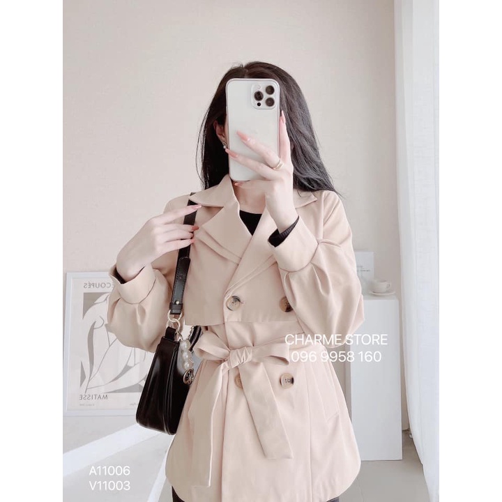 Áo khoác măng tô nữ tay bo dáng vừa thiết kế Charme 11006 | BigBuy360 - bigbuy360.vn