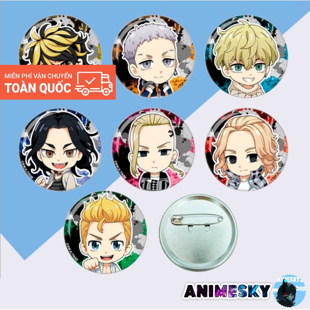 Huy hiệu Anime Tokyo Revengers loại lớn 5,8cm bằng sắt cao cấp cài áo, balo, cặp sách,... loại 1