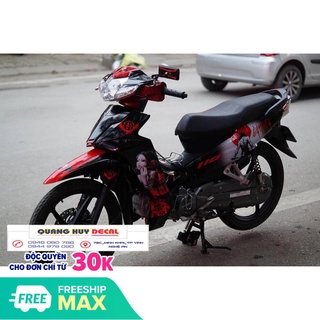 Tem trùm honda Blade samurai đỏ đen - Độ dán team trùm decal xe máy honda Blade samurai đỏ đen - Team trùm decal xe máy