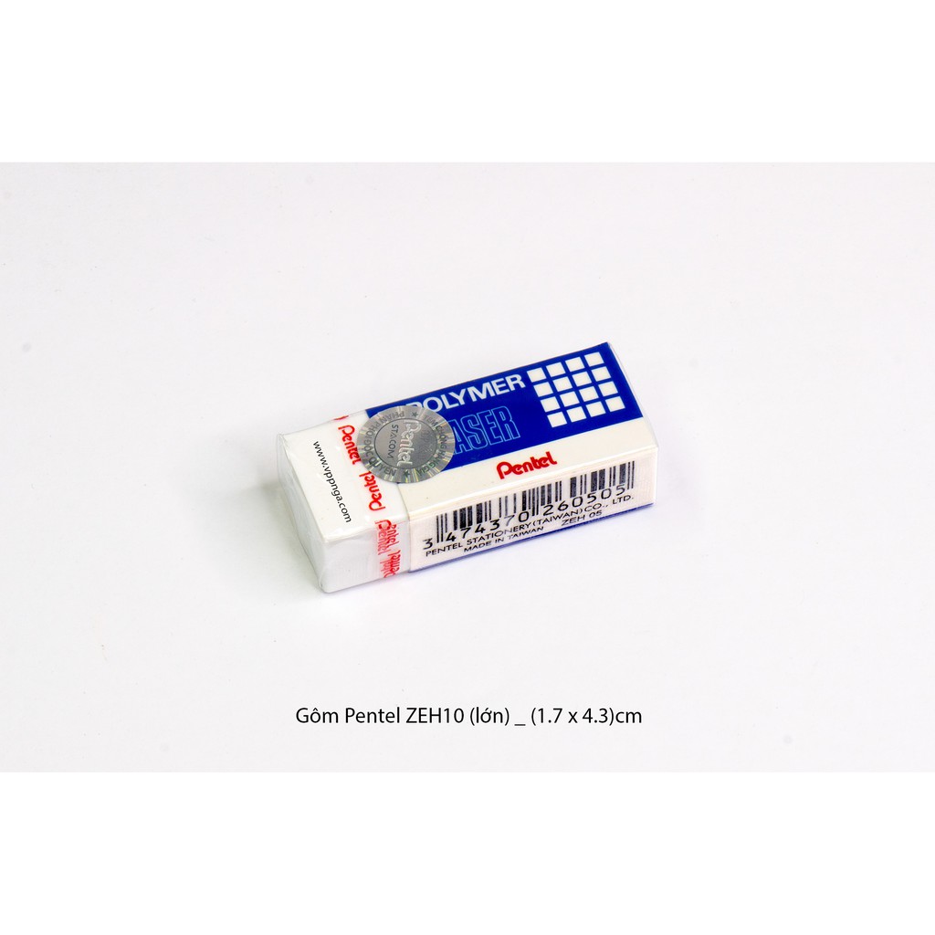 Gôm Pentel ZEH10 (lớn), (2.5 x 6.5 x 1)cm