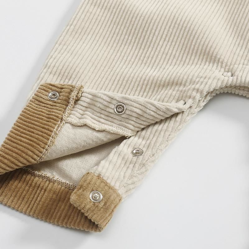 Quần Yếm Dài Vải Nhung Phối Nút Thời Trang Xuân Thu Cho Bé