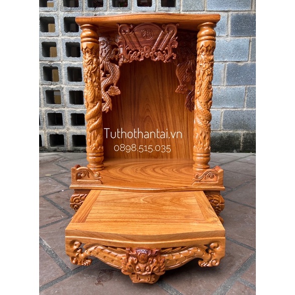 Bàn thờ thần tài ông địa gỗ gõ đỏ 60 x 81cm   - TUTHOTHANTAI.VN