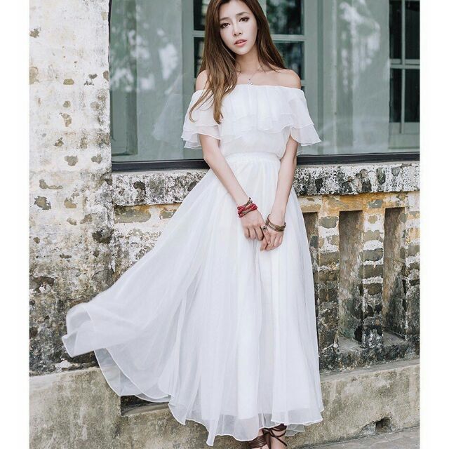 Đầm Voan Maxi Tiểu Thư, Váy Trễ Vai Trắng, Đầm Xòe SAVVY Dress