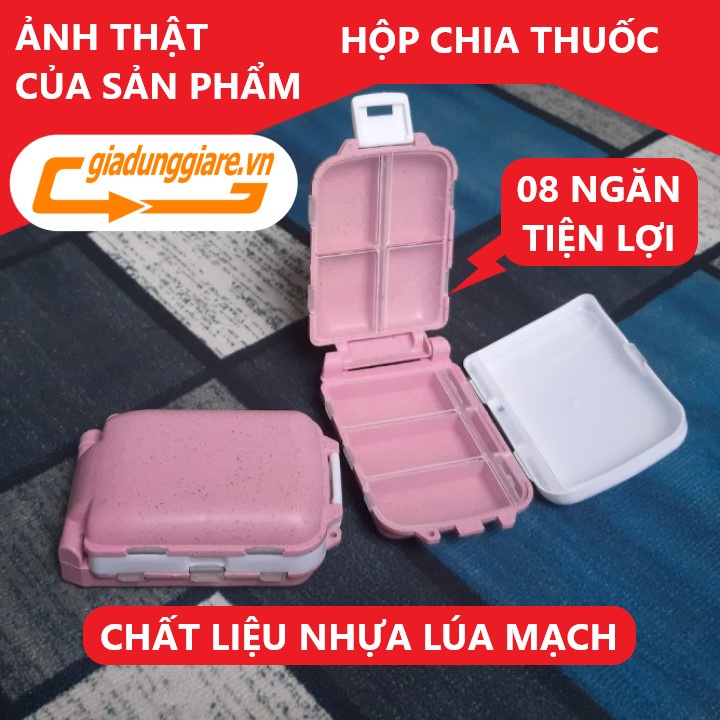 HỘP CHIA THUỐC 8 ngăn 3 tầng gấp gọn tiện lợi cho bé chất liệu nhựa LÚA MẠCH an toàn vệ sinh trẻ em đi học