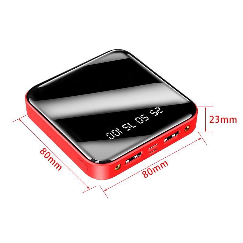 XẠC DỰ PHÒNG 12.000 MINI POWER BANK GƯƠNG VUÔNG THÔNG MINH