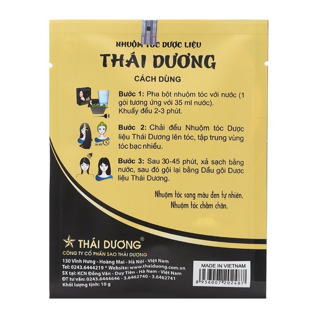 NHUỘM TÓC DƯỢC LIỆU THÁI DƯƠNG (H/5 gói) – NHUỘM TÓC BẠC AN TOÀN TỪ THIÊN NHIÊN