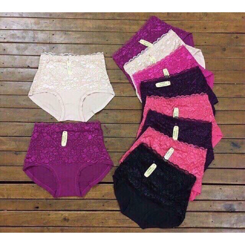 Set 5 Quần Lót Nữ Cỡ Đại(60-72kg) Cạp Cao Kèm Gen Bụng Ren Cotton Mềm Mại
