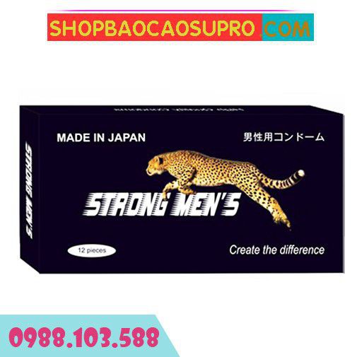 Bao Cao Su STRONG MEN'S Cao Cấp, Hàng Chính Hãng Nhật Bản, Gân Gai Siêu Mỏng, Kéo Dài Thời Gian Yêu (Che Tên Sản Phẩm)