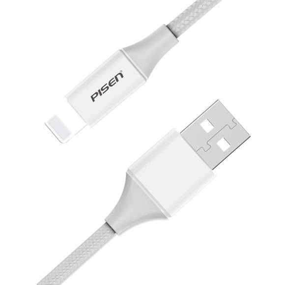 Cáp PISEN Pro Lightning braided 1,2m (Chống đứt &amp; gẫy gập, Nylon bện, Fast 2.4A) - Hàng chính hãng