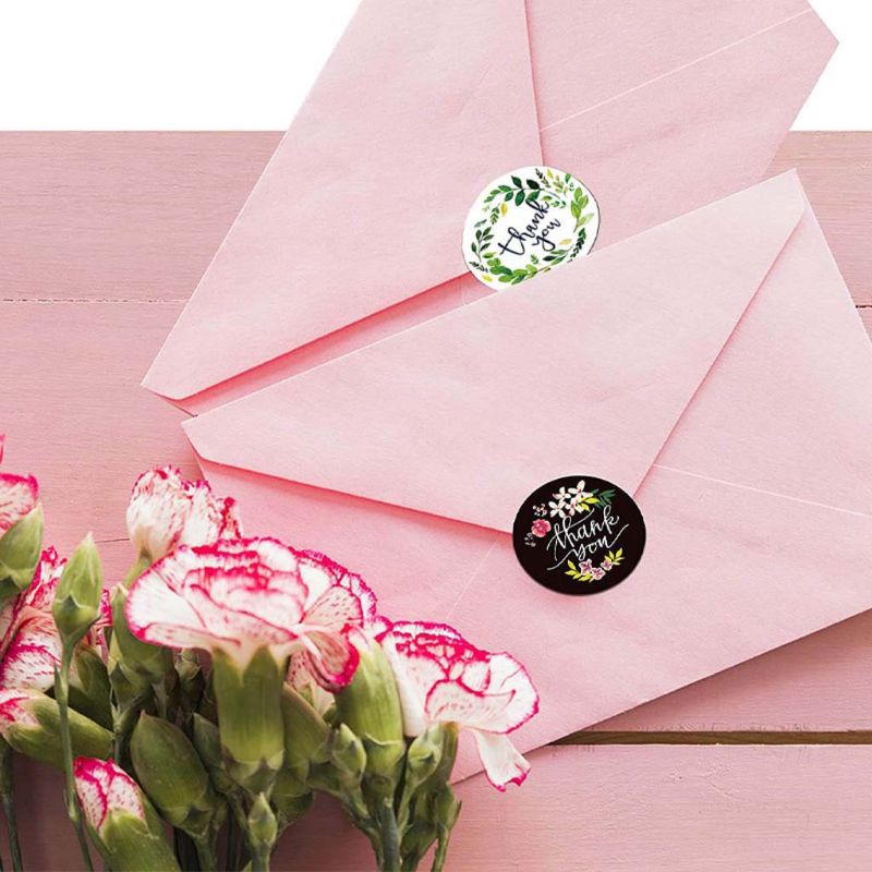 Set 500 nhãn dán trang trí hộp quà in chữ Thank You với 8 kiểu độc đáo đa năng
