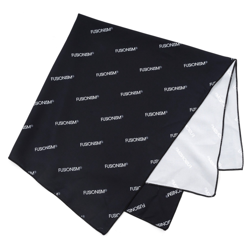 Khăn Turban, Khăn Bandana chất Lụa in Logo Pattern Fusionism - Màu Đen - Size 60x60 cm