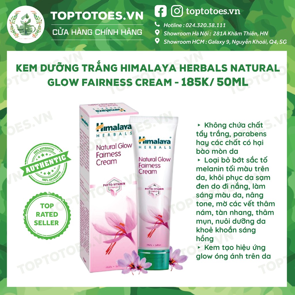Kem dưỡng Himalaya Herbals Natural Glow Fairness Cream dưỡng da trắng hồng, mờ thâm nám