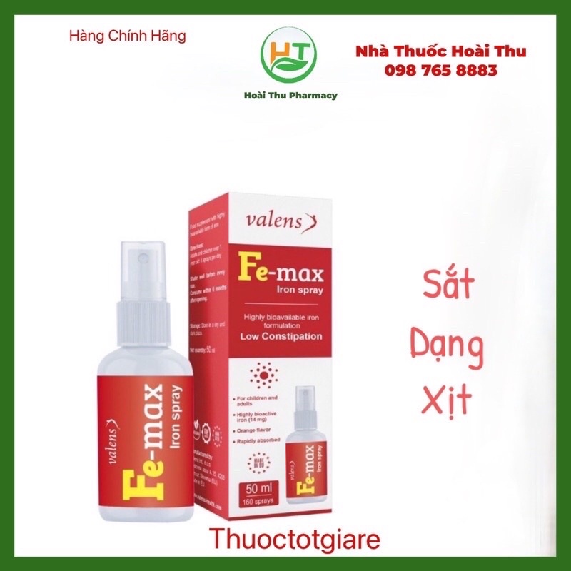 Sắt dạng Xịt Fe Max iron Spray - Bổ sung Sắt ,giúp hỗ trợ tạo máu,giảm nguy cơ thiếu máu do thiếu sắt
