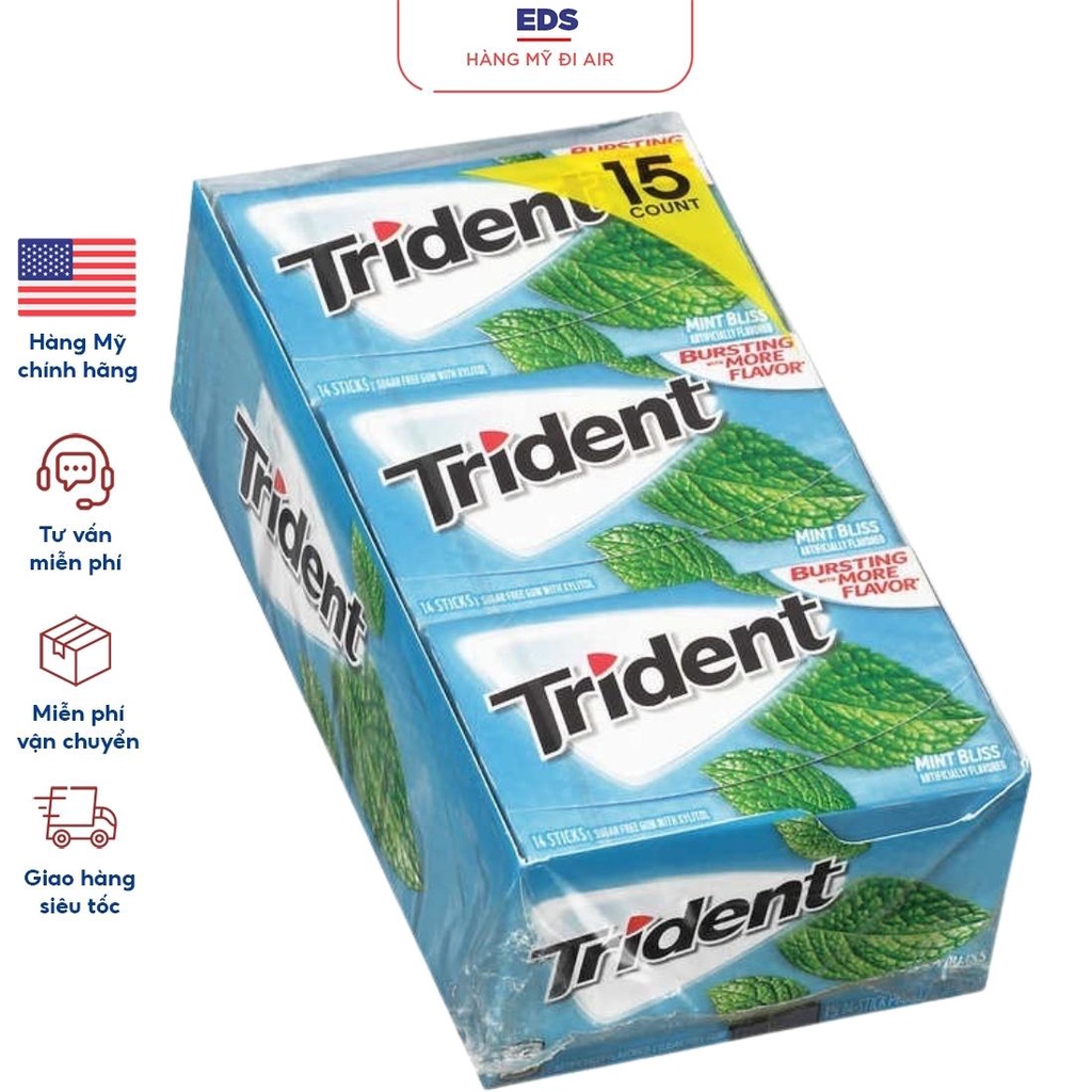 Kẹo cao su singum không đường Trident nội địa Mỹ - EDS Hàng Mỹ
