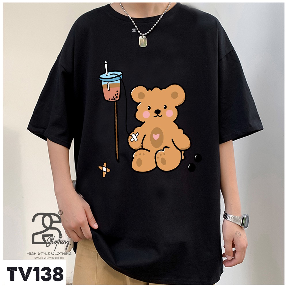 Áo Thun Tay Lỡ 2s Clothing Áo Phông Hình Teddy Dễ Thương Unisex Nam Nữ Cotton Oversize Form Rộng Giá Rẻ In Hình TV138 | BigBuy360 - bigbuy360.vn