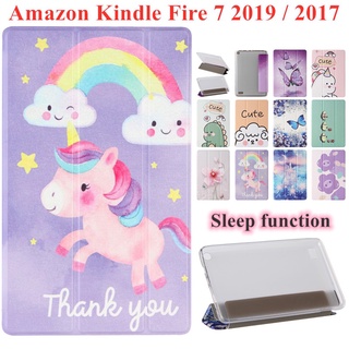Bao da máy tính bảng nắp lật siêu mỏng có thể làm giá đỡ cho amazon kindle fire 7 2019 kindlefire 7 2017 fire7
