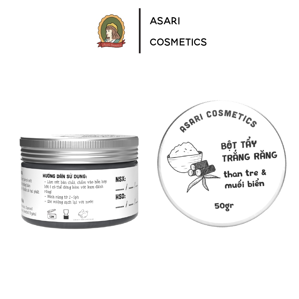 Bột than tre hoạt tính Asari Cosmetics 50gr