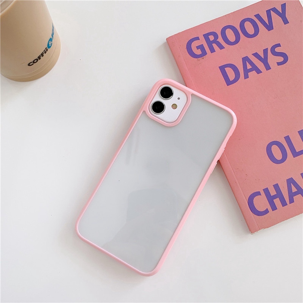 Ốp điện thoại trong suốt viền màu kẹo độc đáo cho iphone 12 pro 11 x xs max xr 8 7 plus se 2020