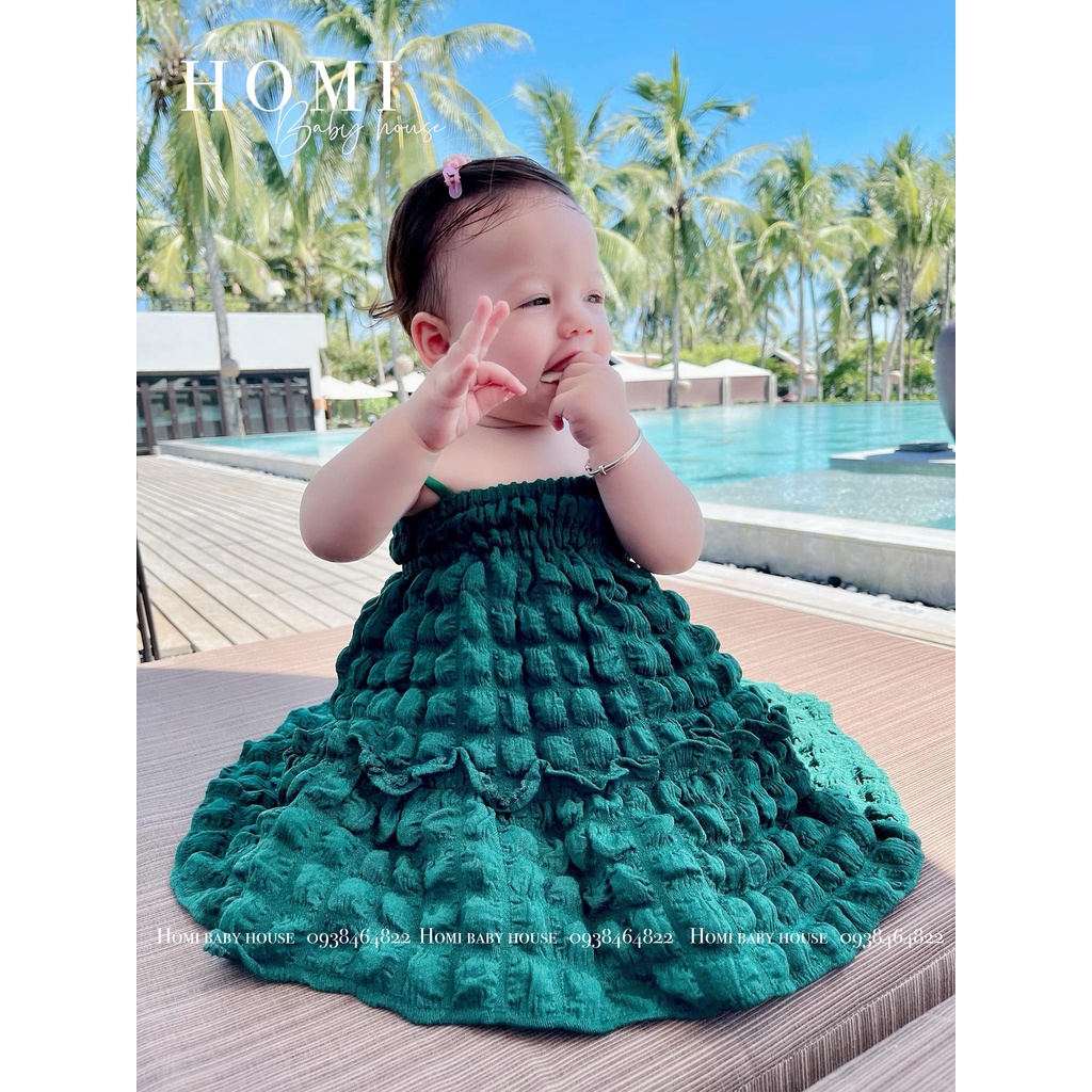 Đầm cho bé bông gòn xanh HOMI BABY HOUSE váy cho bé gái đi chơi dạo phố