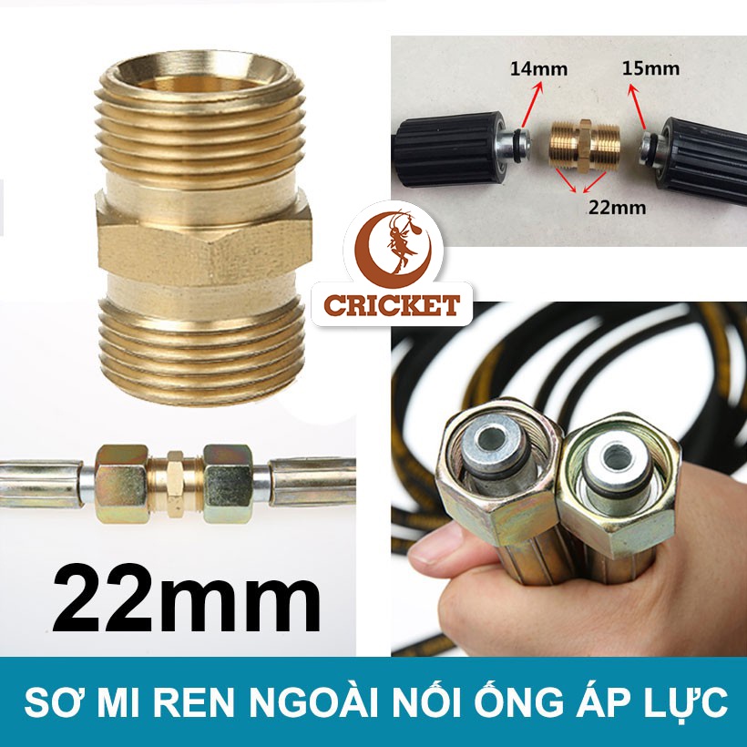 Khớp nối ren 22 cho dây xịt máy rửa xe 2 đầu - PHỤ KIỆN MÁY RỬA XE