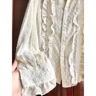 Sơ mi trắng ren tiểu thư( ảnh thật )