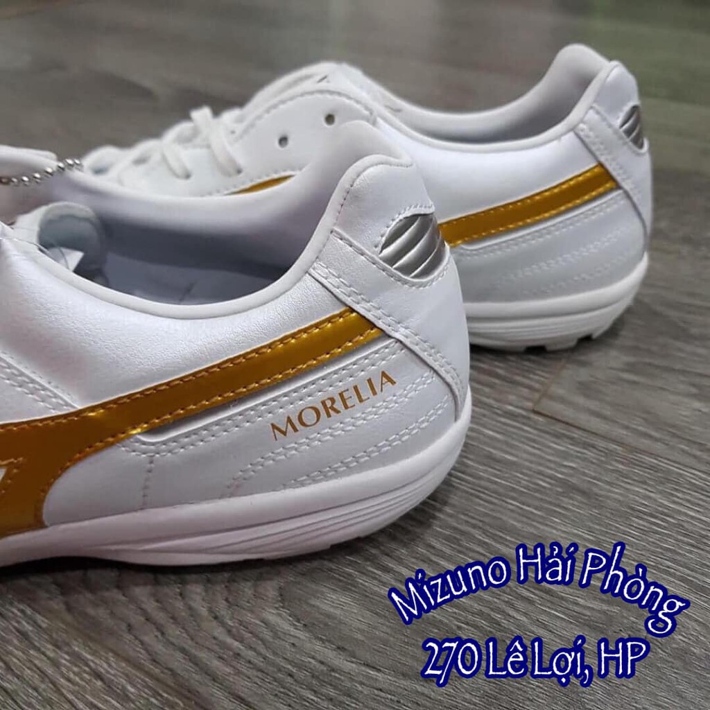 [Chính hãng] Giày bóng đá Mizuno Morelia Tf da thật Màu Trắng phối Vàng